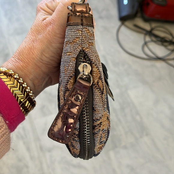 Sharif  Tapestry Satchel  navy/gold expanding bottom   velvety    gunmetal  NWOT - Picture 11 of 17